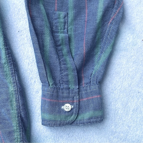 Levi’s Dockers 100% Cotton Striped Light Blue Green Red Men’s Medium Long Sleeve - Picture 11 of 15